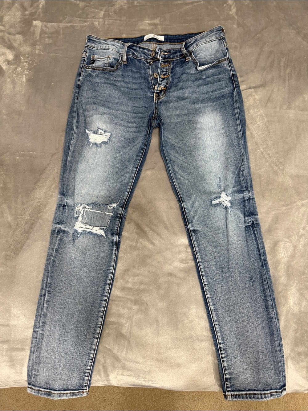 KanCan Light Blue Distressed Skinny/Straight Jeans item 72511